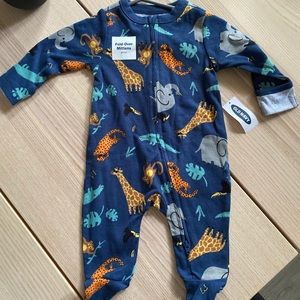 Animal/Monstera Print Sleep & Play Outfit 0-3m NWT